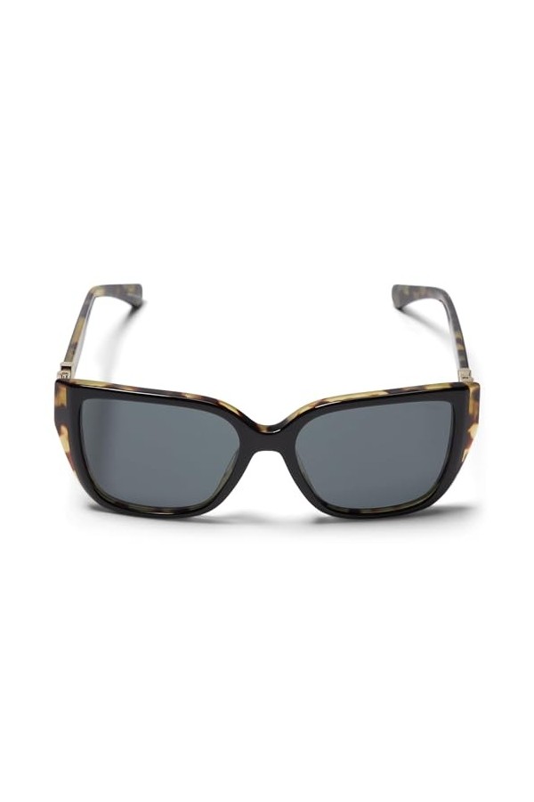 Michael Kors Lunettes de soleil Acadia rectangulaires pour femme, double couche, noir/ambre Tor, 55, Bi-couche Noir/Ambre Tor