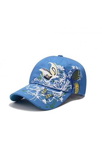 XibeiTrade Casquette de baseball pour femme - Motif papillon et fleur - Réglable et respirant, bleu, M