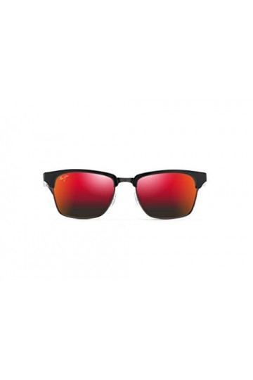 Maui Jim Kawika, Lunettes de Soleil Femme, Noir Brillant avec étain Antique/Lave hawaïenne polarisée, M