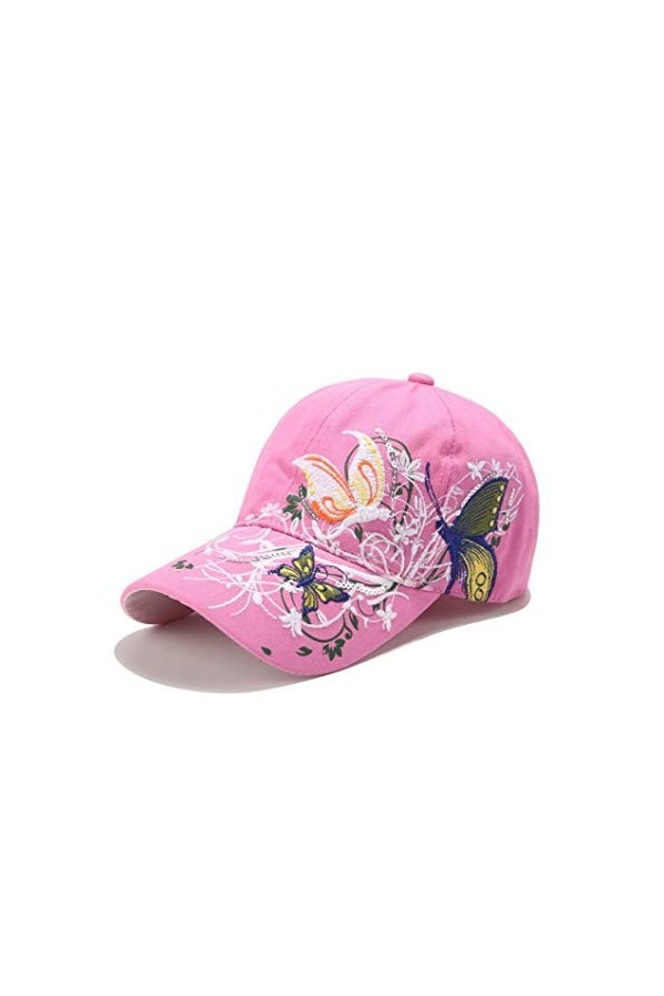 XibeiTrade Casquette de baseball pour femme - Motif papillon et fleur - Réglable et respirant, bleu, M