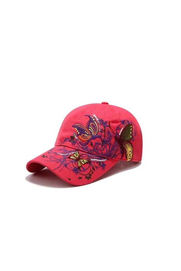 XibeiTrade Casquette de baseball pour femme - Motif papillon et fleur - Réglable et respirant, bleu, M