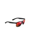 Maui Jim Lunettes de soleil classiques polarisées Huelo pour homme et femme, Noir mat/lave hawaïenne polarisée, Medium