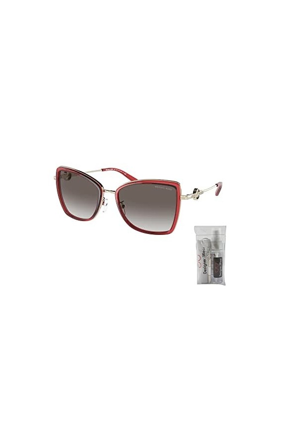Corsica MK1067B 10158G Lunettes de soleil pour femme Doré clair/cramoisi/gris foncé dégradé papillon 55 mm + ensemble avec ki