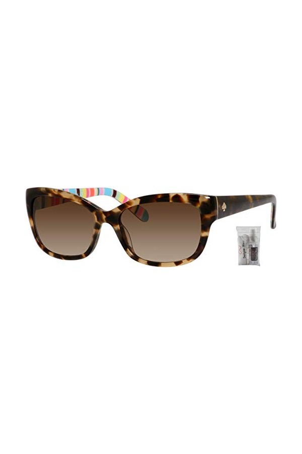 Kate Spade Johanna/S Lunettes de soleil rectangulaires pour femme + kit de lunettes, Camel Tortoise Tripe / Marron dégradé, 5
