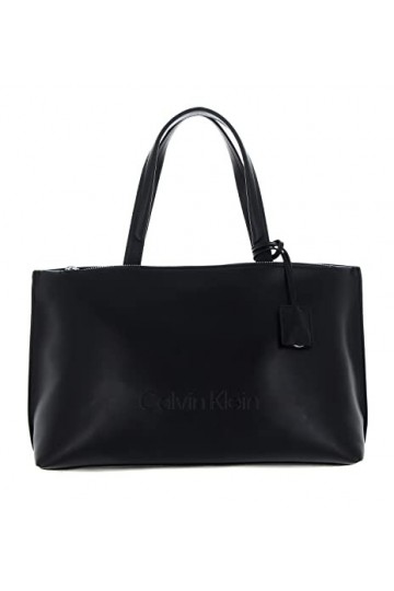 Calvin Klein Sac Femme Ck Set Shopper Md Similicuir, Noir Ck Black , Taille Standard