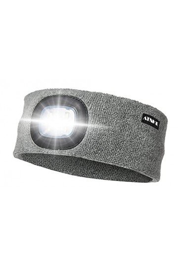 ATNKE LED Sport Bandeau,Rechargeable par USB Ultra-Lumineux 4 Lampe,Elastique Antidérapant Bandeau Cheveux Sueur Absorbant po