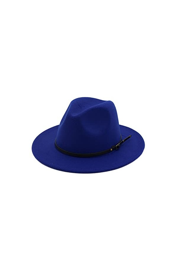 HESYSUAN Fedora Chapeaux avec boucle de ceinture pour homme et femme - Tendance - Classique - Large bord - Unisexe - Chapeau 