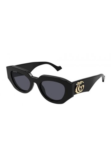 Gucci GG1421S-001-56 - Femmes Lunettes de soleil - Shiny Solid Black, schwarz.