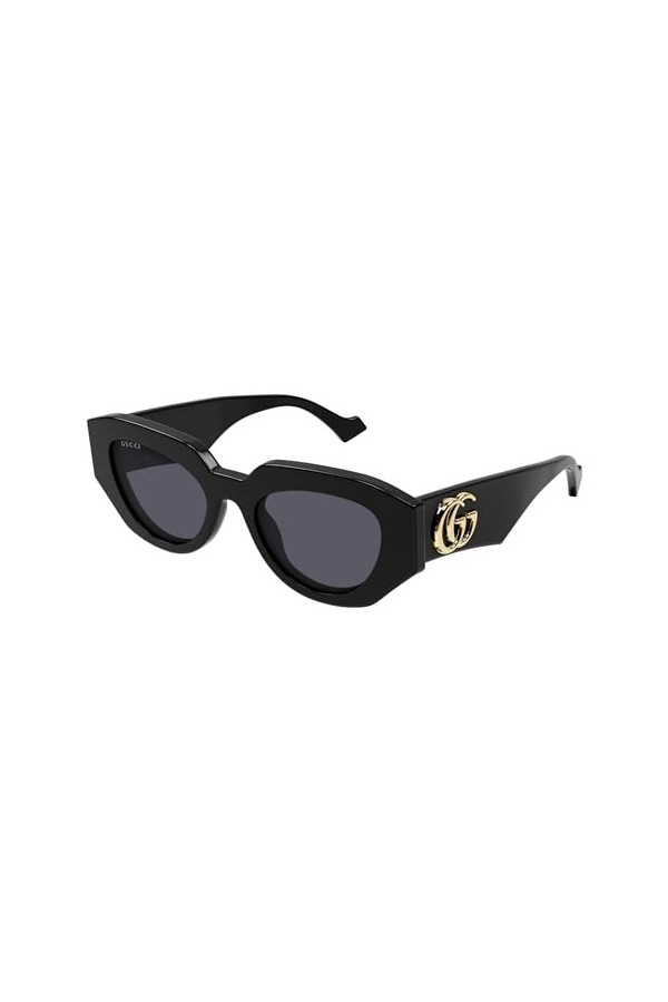 Gucci GG1421S-001-56 - Femmes Lunettes de soleil - Shiny Solid Black, schwarz.