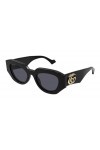 Gucci GG1421S-001-56 - Femmes Lunettes de soleil - Shiny Solid Black, schwarz.