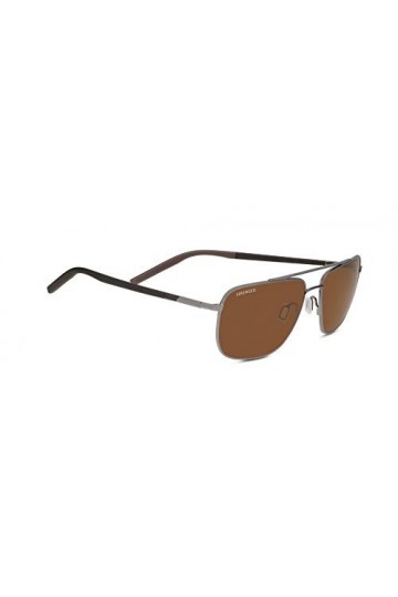 Serengeti Métier à Tisser Lunettes de Soleil, Shiny Gunmetal/Dark Brown/Chocolate Brown, L Mixte