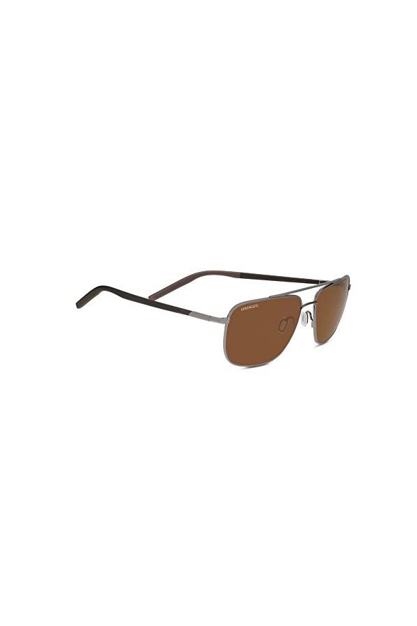 Serengeti Métier à Tisser Lunettes de Soleil, Shiny Gunmetal/Dark Brown/Chocolate Brown, L Mixte