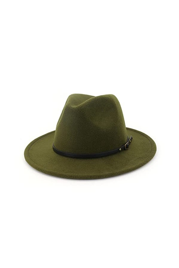 HESYSUAN Fedora Chapeaux avec boucle de ceinture pour homme et femme - Tendance - Classique - Large bord - Unisexe - Chapeau 