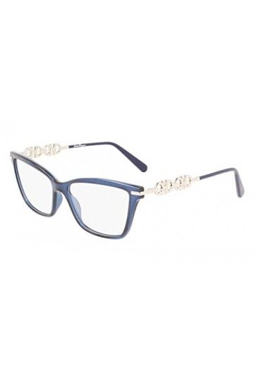 SALVATORE FERRAGAMO Sf2921 Lunettes de Soleil, Bleu Transparent, 55 Femme