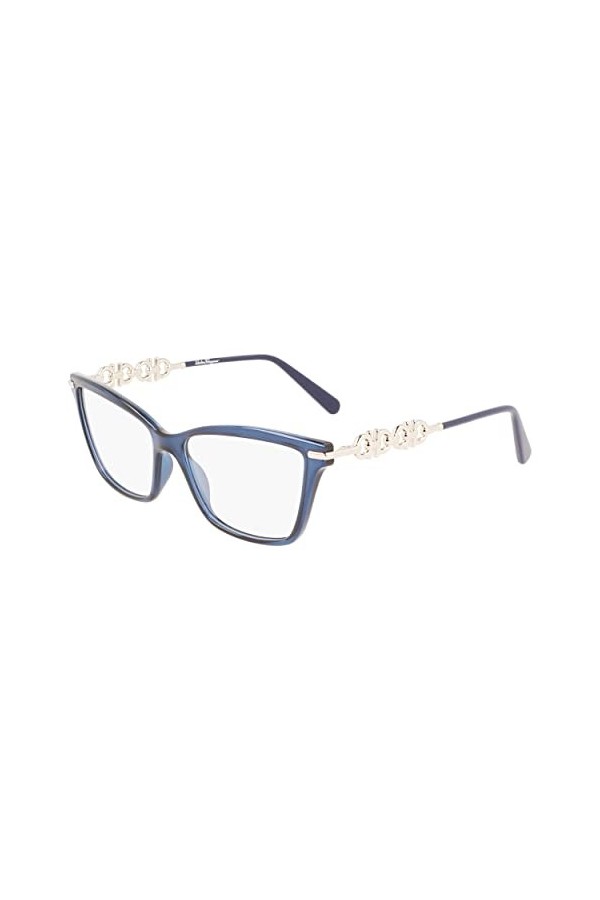 SALVATORE FERRAGAMO Sf2921 Lunettes de Soleil, Bleu Transparent, 55 Femme