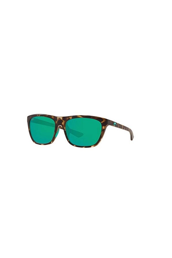 Costa Del Mar Cheeca Lunettes de soleil rectangulaires pour femme, Teinte mate tortue/miroir vert polarisé,