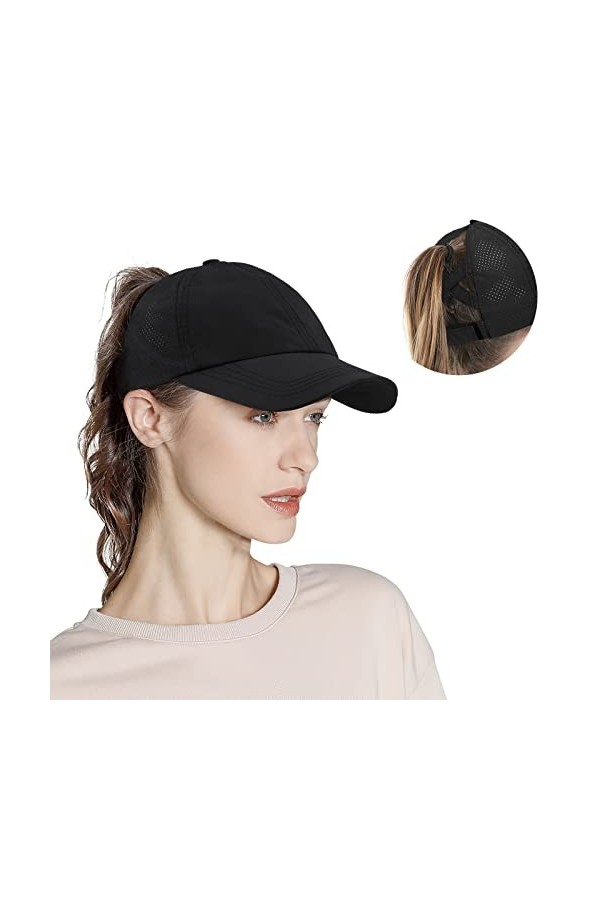 TAGVO Casquette de Baseball pour Femme Queue de Cheval,Maille à Séchage Rapide Imperméable pour Casquette de Sport Outdoor,Pl