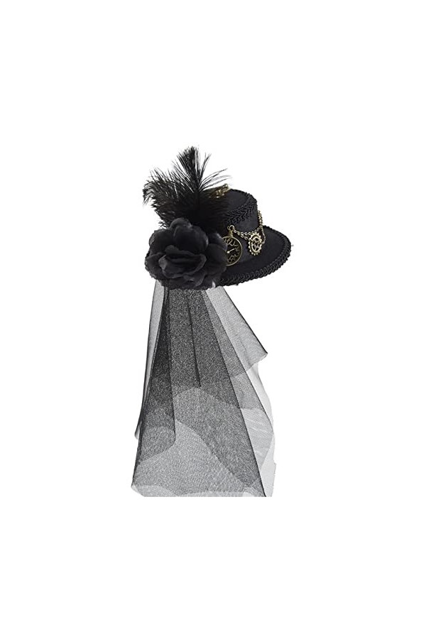 caoxhenr Chapeau haut-de-forme steampunk avec voile pour femme, chapeau steampunk magique, chapeau dHalloween, couvre-chef, 