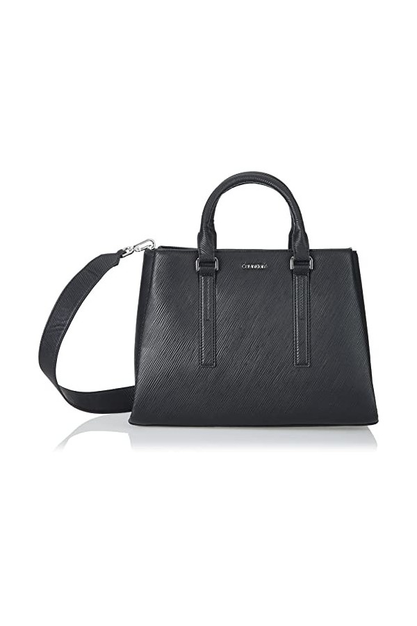 Calvin Klein CK Elevated Tote MD Saffiano, Fourre-Tout Femme, Noir, Taille Unique