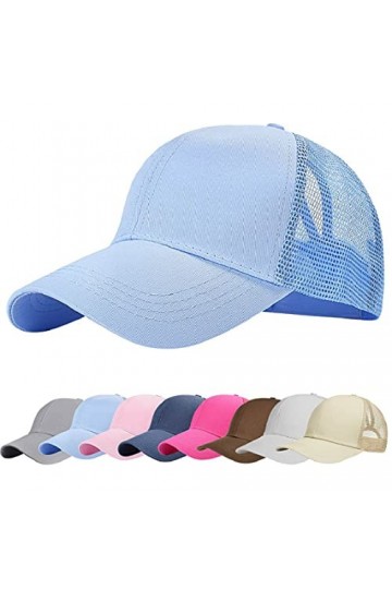 heekpek Casquette de Baseball Femme Chapeau Queue De Cheval Casquette Réglable Mesh Trucker Baseball Hat, Taille Unique, Bleu