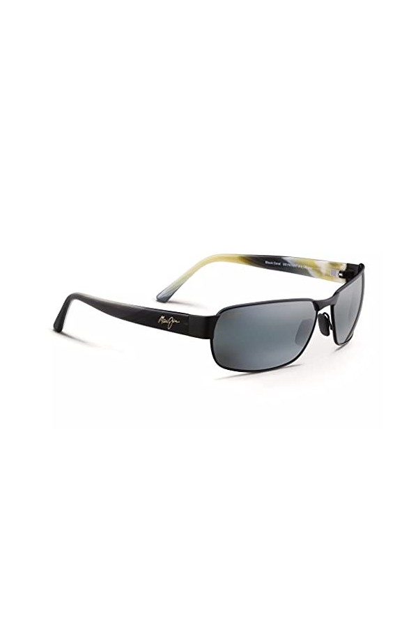 Maui Jim Black Coral Lunettes de soleil rectangulaires, Noir mat., M