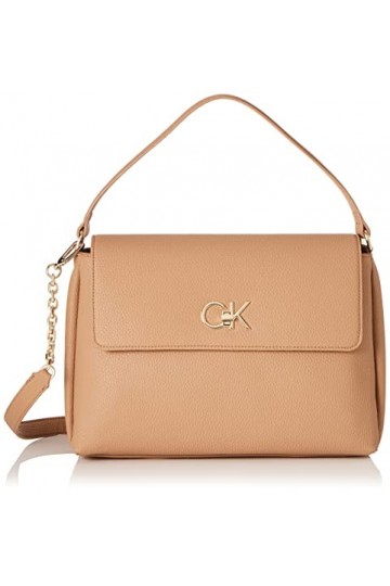 Calvin Klein Sac fourre-tout RE-LOCK avec rabat PBL, marron, taille unique, Toile Safari, Taille unique, Sac fourre-tout RE-L