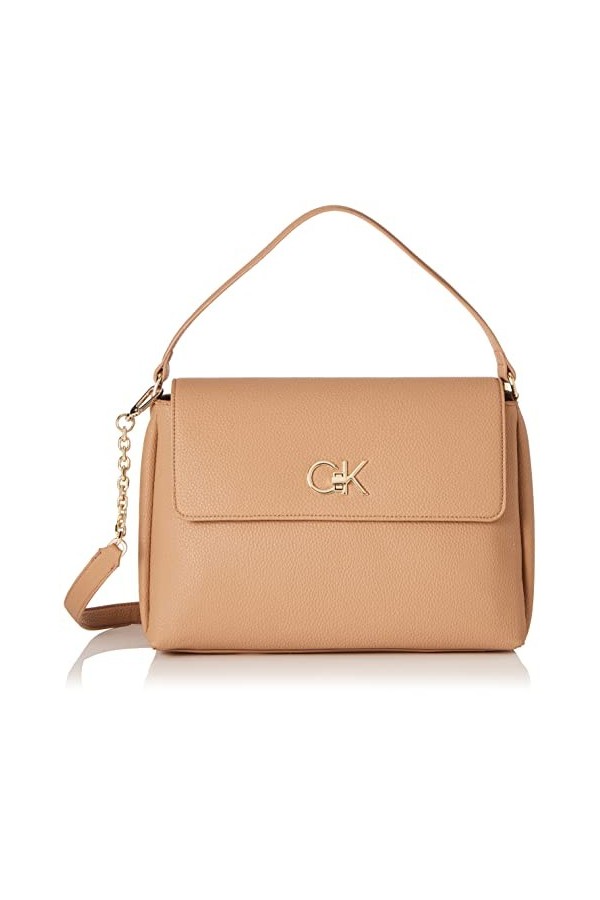 Calvin Klein Sac fourre-tout RE-LOCK avec rabat PBL, marron, taille unique, Toile Safari, Taille unique, Sac fourre-tout RE-L