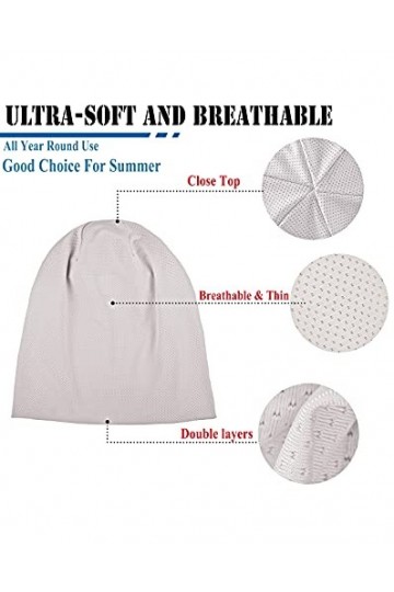 ELLEWIN Bonnet souple en coton hip-hop doux et léger pour la course à pied pour adulte ou femme, Closetop-c-2pk-blk/Ash Grey,