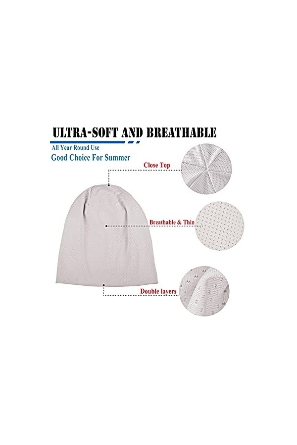 ELLEWIN Bonnet souple en coton hip-hop doux et léger pour la course à pied pour adulte ou femme, Closetop-c-2pk-blk/Ash Grey,