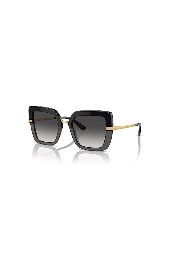 Dolce & Gabbana 0DG4373 Lunettes de Soleil, Top Black on Transparent Black, 52 Femme