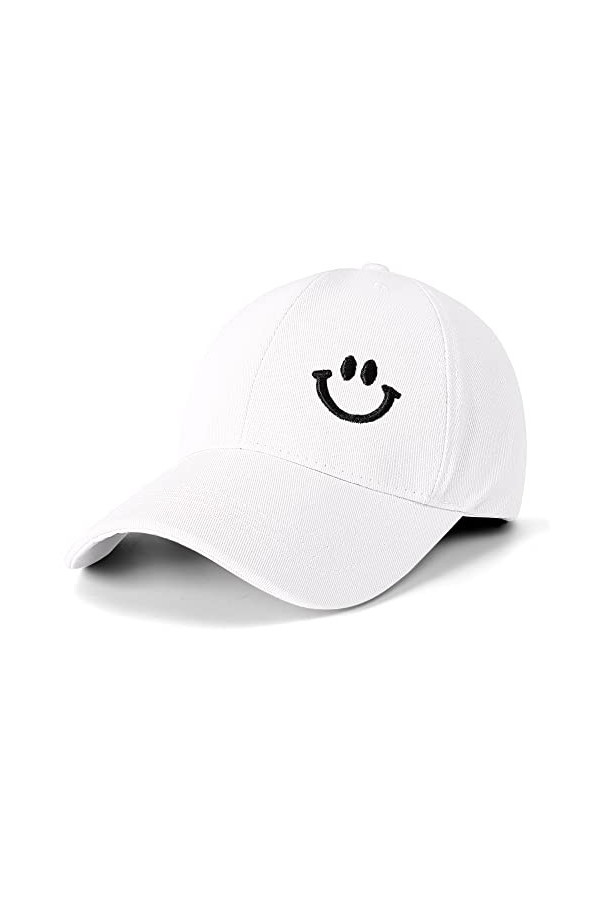 YAKASU Casquette Baseball Femme - Casquette Femme,Chapeau Ete Femme Unisexe avec Brodée Coton Anti-Soleil Sourire Baseball Ca