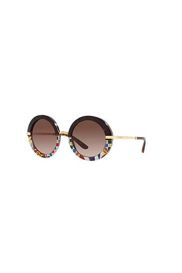 Lunettes de Soleil Dolce & Gabbana DG 4393 Havana Handcart/Dark Brown Shaded 52/23/140 femme