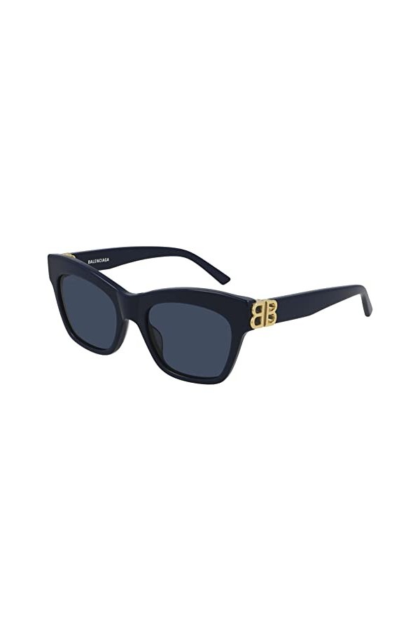 Balenciaga BB0132S Bleu/Bleu 53/20/145 femmes Lunettes de soleil, Bleu foncé brillant, 53