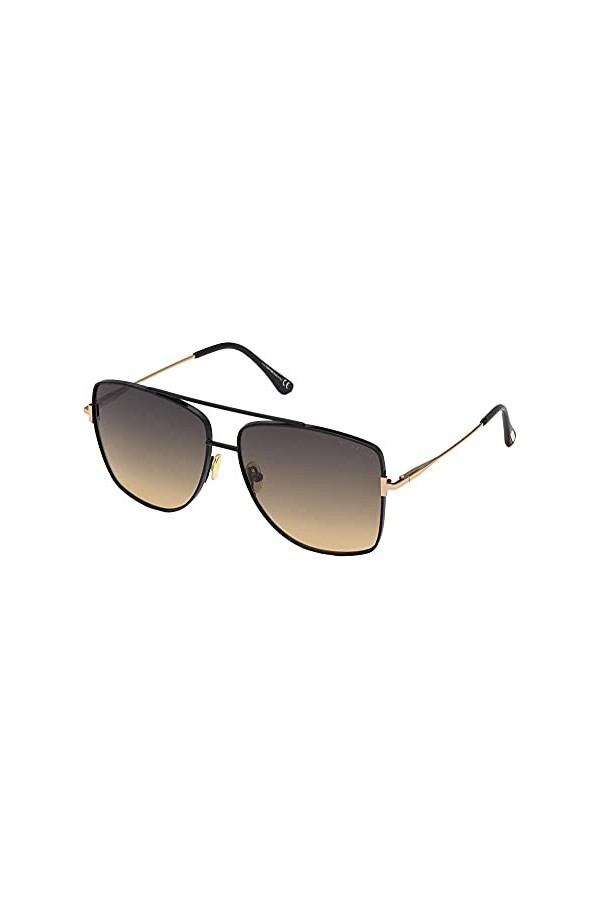 Tom Ford Lunettes de Soleil REGGIE FT 0838 Shiny Black/Grey Brown Shaded 61/14/140 femme