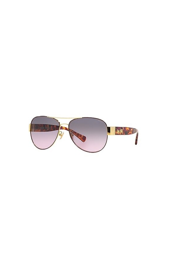 Coach L138 HC7059 Lunettes de soleil en métal pour femme, Confettis doré/violet, 58/15/135