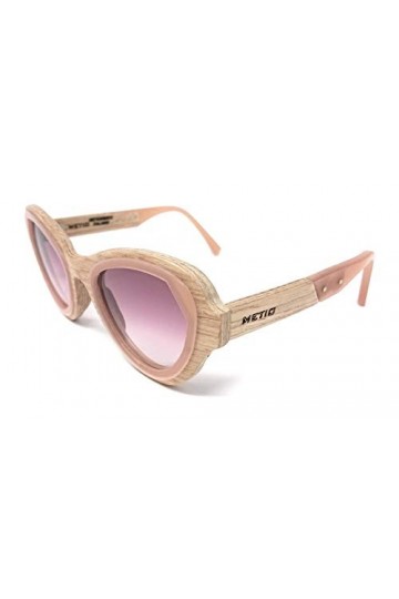 Metio Lunettes de soleil en bois pour femme Hack 22-22822 fabriquées en Italie et limitées, marron, 45