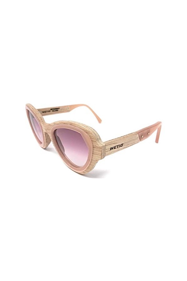 Metio Lunettes de soleil en bois pour femme Hack 22-22822 fabriquées en Italie et limitées, marron, 45