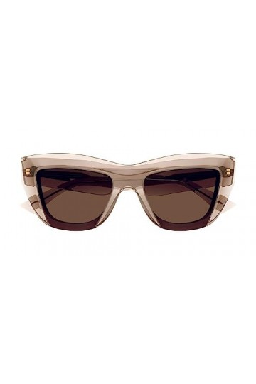 Bottega Veneta Lunettes de Soleil BV1218S Transparent Beige/Dark Brown 52/18/145 femme