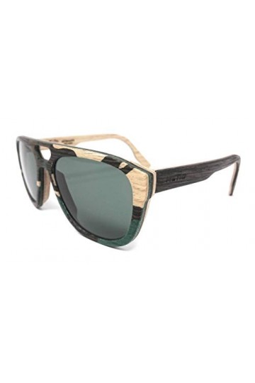 Metio Lunettes de soleil en bois pour homme et femme Lucca Camo V812 fabriquées en Italie Pouilles, Militaire, 53