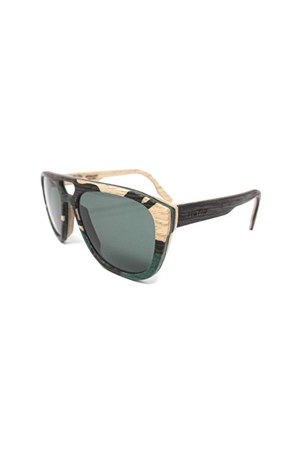 Metio Lunettes de soleil en bois pour homme et femme Lucca Camo V812 fabriquées en Italie Pouilles, Militaire, 53