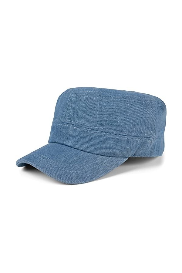 styleBREAKER Casquette Militaire Unisexe en Jeans Optics, Denim, Army, Click and Snap réglable 04023084, Couleur:Bleu