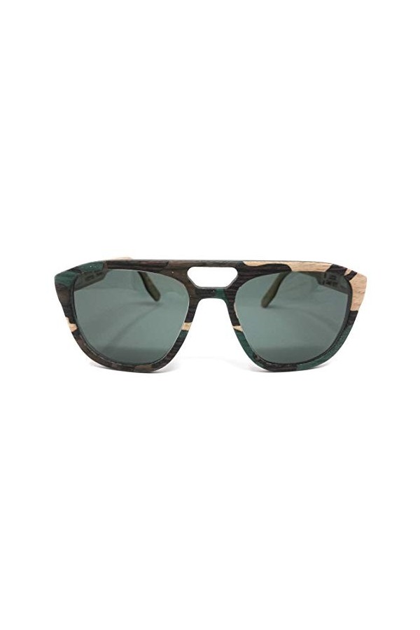 Metio Lunettes de soleil en bois pour homme et femme Lucca Camo V812 fabriquées en Italie Pouilles, Militaire, 53
