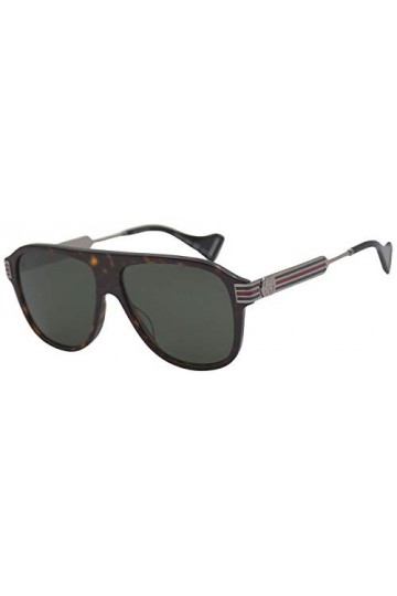 Gucci GG0587S-002-57 Lunettes de Soleil, Havana Dunkel-Ruthenium, 50.0 Mixte Adulte