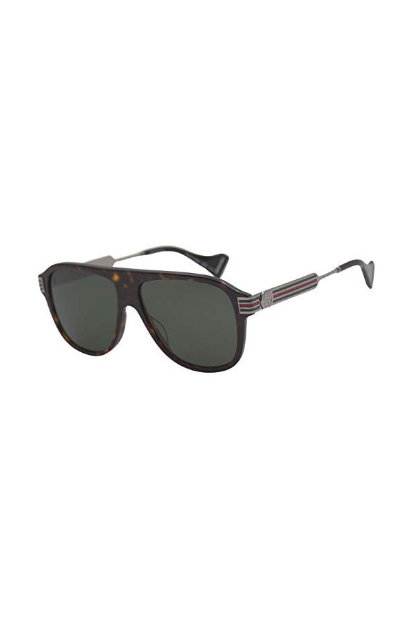 Gucci GG0587S-002-57 Lunettes de Soleil, Havana Dunkel-Ruthenium, 50.0 Mixte Adulte