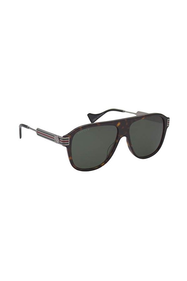 Gucci GG0587S-002-57 Lunettes de Soleil, Havana Dunkel-Ruthenium, 50.0 Mixte Adulte