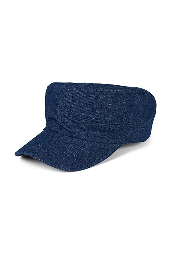 styleBREAKER Casquette Militaire Unisexe en Jeans Optics, Denim, Army, Click and Snap réglable 04023084, Couleur:Bleu