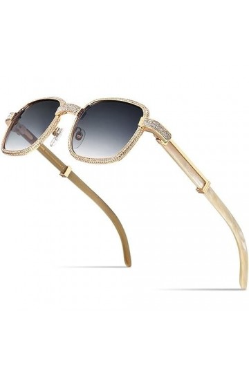 HPIRME Lunettes de soleil en corne de diamant faites à la main femmes lunettes de soleil pour les nuances femme, blanc, taill