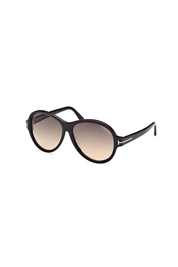 Tom Ford Lunettes de Soleil CAMRYN FT 1033 Shiny Black/Dark Grey Shaded 59/15/140 femme