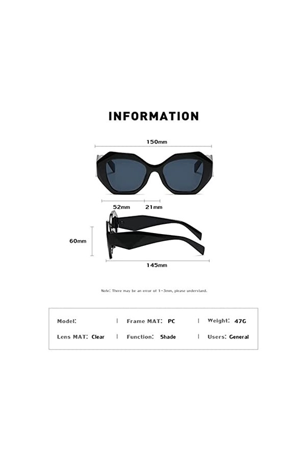 LOMDEM Lunettes de soleil carrées surdimensionnées vintage for femmes, lunettes de soleil de voyage rétro à grand cadre UV400