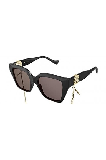 Gucci Lunettes de Soleil GG1023S Black/Dark Brown Gold Chain 54/17/140 femme